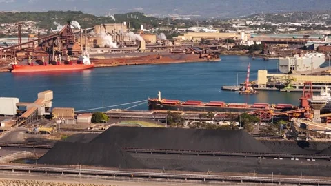 Aerial drone rotation view of Port Kembla, Illawarra Region, NSW in August 2026 Vídeo Stock 344093079