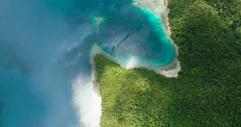 Aerial drone of Sandy beach and turquoise water. Stock Footage 244698130
