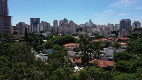 Aerial Drone Sao Paulo Vila Madalena Houses Buildings 2019 Stock Footage