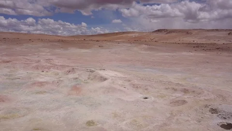 Aerial Drone Scene of Sol de Manana (Morning Sun) Geysers in Uyuni, Bolivia.  Stock Footage 114637525