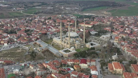 AERIAL drone Selimiye mosque Edirne Stock Footage