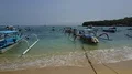 Aerial drone shot anchored traditional boats in Bali Padang Bai 4k or 4k+ Resolution