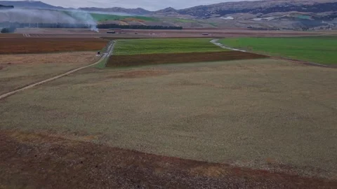 Aerial Drone Shot Approaching Vineyard Fields in Cromwell Basin, Central Otago Stock Footage 337212669