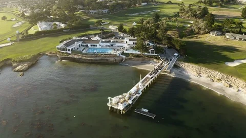 Aerial Drone Shot of  The Beach & Tennis Club In Pebble Beach, CA Stock Footage