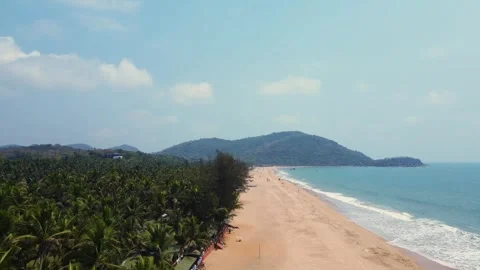 Aerial Drone shot of a beacutiful empty beach in south goa. Stock Footage 296674781