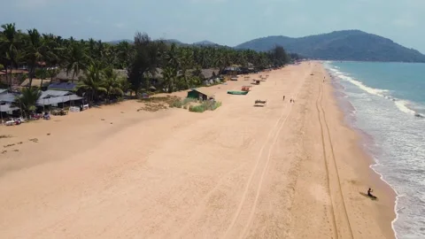 Aerial Drone shot of a beacutiful empty beach in south goa. Stock Footage 296674860