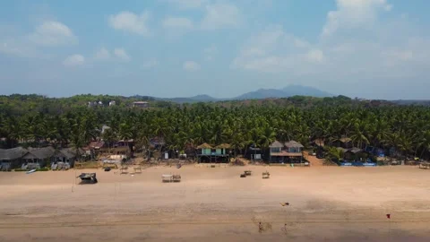 Aerial Drone shot of a beacutiful empty beach in south goa. Stock Footage 296674898