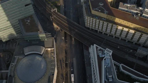 Aerial Drone Shot Berlin Empty Street Top View Stock-Footage 128775366
