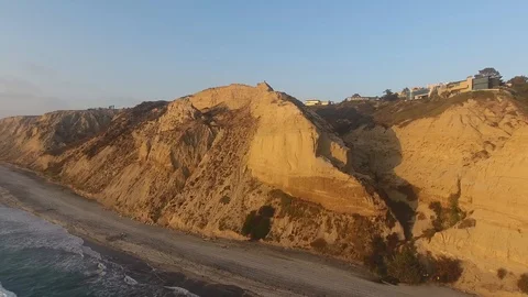 Aerial Drone Shot Of BLACK'S BEACH Sunset, SAN DIEGO CALIFORNIA 4K Stock Footage 91929778
