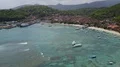 Aerial drone shot boats beach and landscape in Bali Padang Bai 4k or 4k+ Resolution
