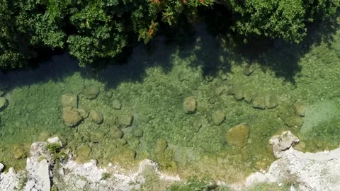 Aerial drone shot of the Bregava River flowing near Stolac Video stock 340841308