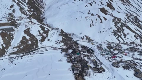 Aerial drone shot capturing the breathtaking view of Key Village blanketed in Stock Footage 304943558