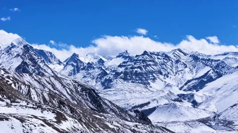 Aerial drone shot capturing the breathtaking Himalayan grandeur of Dhankar Stock Footage 304946763