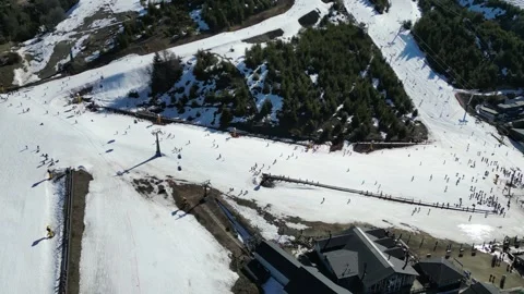 Aerial Drone Shot of Cerro Catedral Ski Resort, Bariloche, Argentina Editorial Stock Footage 319911064