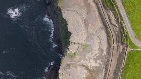 Aerial Drone Shot of Cliffs of Moher Edge and Atlantic Coastline, County Clare Stock Footage 339378369