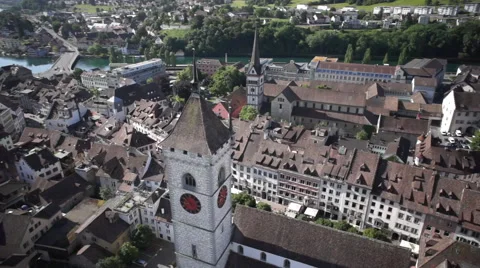 Aerial drone shot of a Clock Tower Stock Footage 64372058