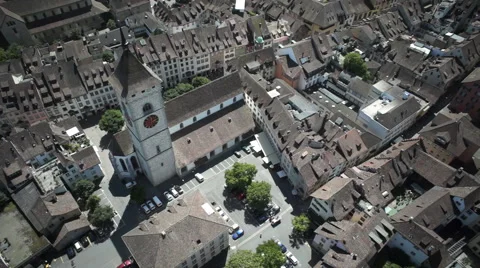 Aerial drone shot of a Clock Tower Stock Footage 64377499