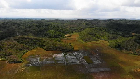 Aerial drone shot of cloud passing over green hills of Cox's Bazaar, Bangladesh Video stock 93149329