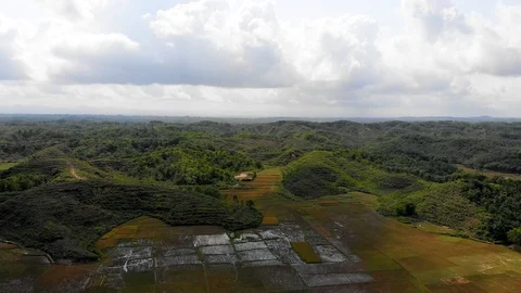 Aerial drone shot of cloud passing over hills of Cox's Bazaar, Bangladesh Stock Footage 93155364