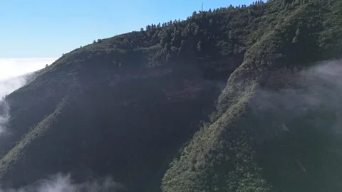 Aerial drone shot of cloudy mountains on Tenerife, Canary Islands Stock Footage 339513006