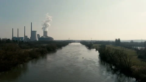 Aerial drone shot of coal fired power station during energy crisis and high Stock Footage 209293641