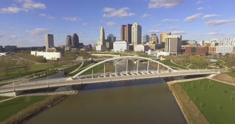Aerial Drone Shot of Columbus Scioto Mile Stock Footage 146539908