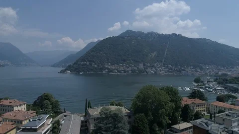 Aerial drone shot Como establishing, lombardia, Italy 4K. Lake view Stock Footage 90395928