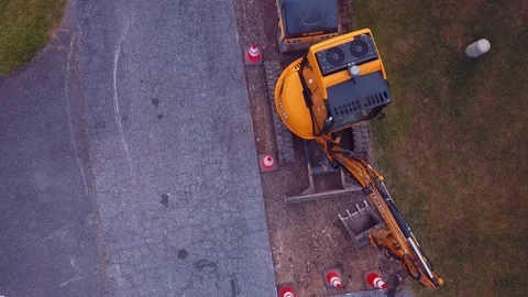 Aerial Drone Shot of Construction Equipment Video stock 135740802