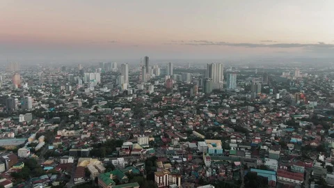 Aerial Drone shot of Cubao in Quezon Stock Video Pond5