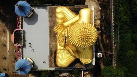 Aerial drone shot, Dambulla cave temple in Sri Lanka, 4K stabilized Stock Footage 107353032