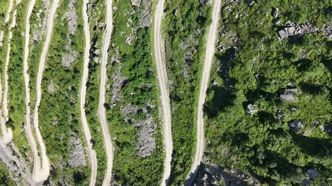 Aerial Drone Shot of Derebasi Bends, World's Most Dangerous Road Stock Footage 341470844