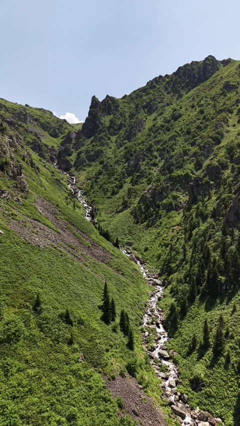Aerial Drone Shot of Derebasi Bends, World's Most Dangerous Road Stock Footage 341471409