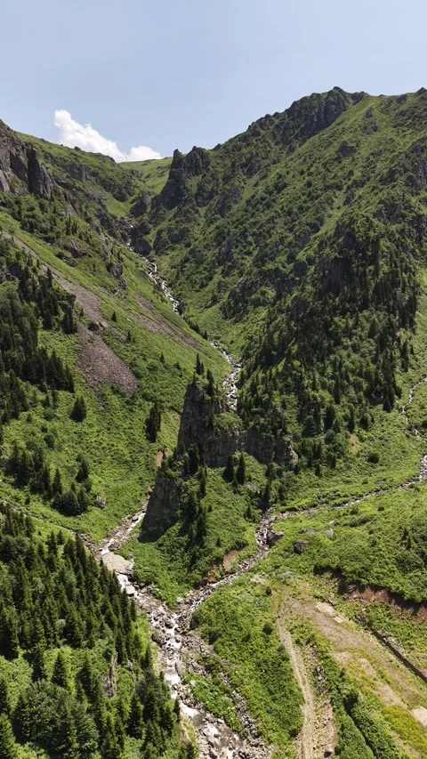 Aerial Drone Shot of Derebasi Bends, World's Most Dangerous Road Stock Footage 341471410