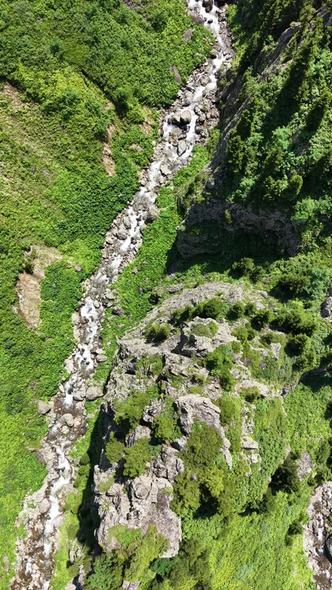 Aerial Drone Shot of Derebasi Bends, World's Most Dangerous Road Stock Footage 341471543