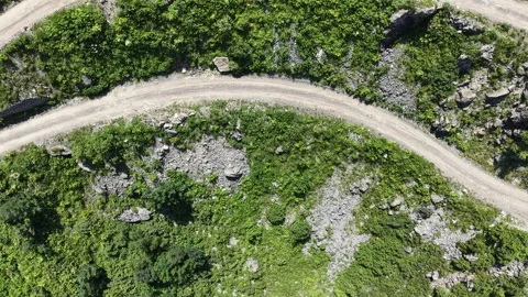 Aerial Drone Shot of Derebasi Bends, World's Most Dangerous Road Stock Footage 341472149