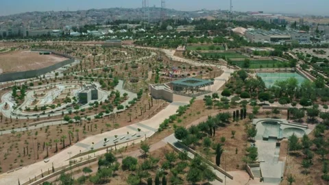 Aerial drone shot for development project of a new park in rural Amman Vídeo Stock 297234678