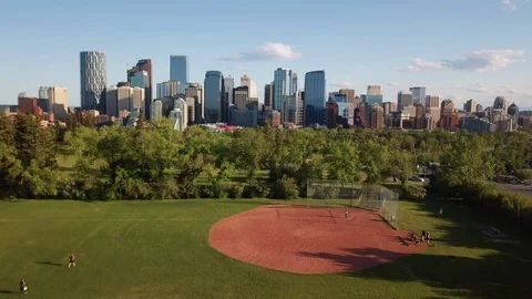 Aerial Drone Shot of Downtown Calgary Alberta Entire City  Stock Footage