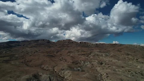 Aerial Drone Shot Of Dramatic Clouds Moving Over Cliff In Patagonia Stock-Footage 332599903