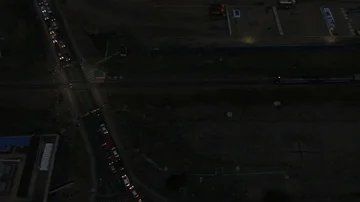 Aerial drone shot during night of a train crossing Ulanbator Mongolia Video stock 85782753