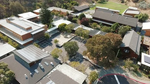 Aerial Drone Shot of Elementary School, Marin County Day School in Marin, CA Stock Footage 79427446