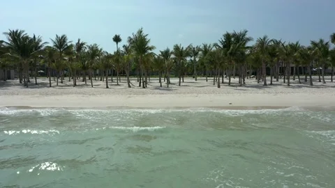 Aerial drone shot of empty tropical beach in Phu Quoc, Vietnam Stock Footage 166548193