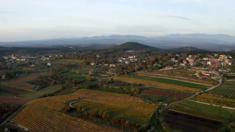 Aerial drone shot of fields during sunset in carso karst 스톡 동영상 233636886