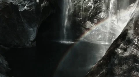 Aerial drone shot flight over Waterfall Stock Footage 48608907