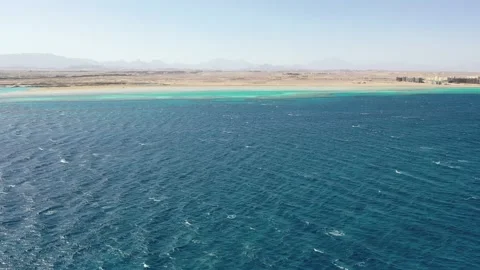 Aerial drone shot going into coast in the Red Sea, Egypt Stock Footage 151326350