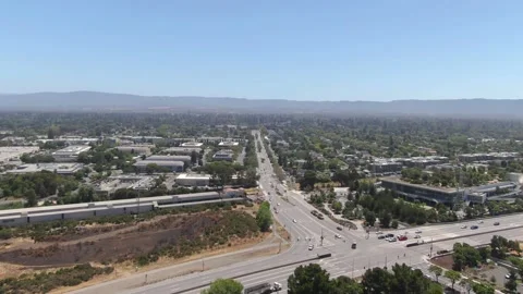 Aerial Drone Shot Highway Intersection Stock Footage 131948982