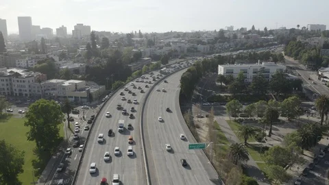 Aerial Drone Shot of Highway/Freeway and Oakland Hills Stock-Footage 109106944