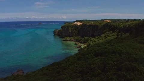Aerial drone shot of Ikei island Okinawa Japan Stock Footage 123942653