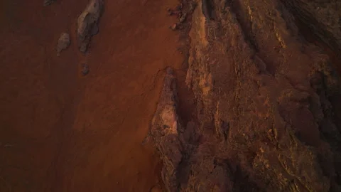Aerial drone shot of an impressive red sand desert and red rocks like Mars Stock Footage 251580360