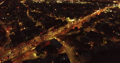 Aerial drone shot. Lightning storm over Brooklyn and New York City. 動画素材 66428802