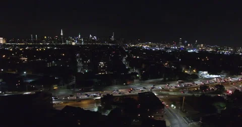 Aerial drone shot. Lightning storm over Brooklyn and New York City. 動画素材 66430460